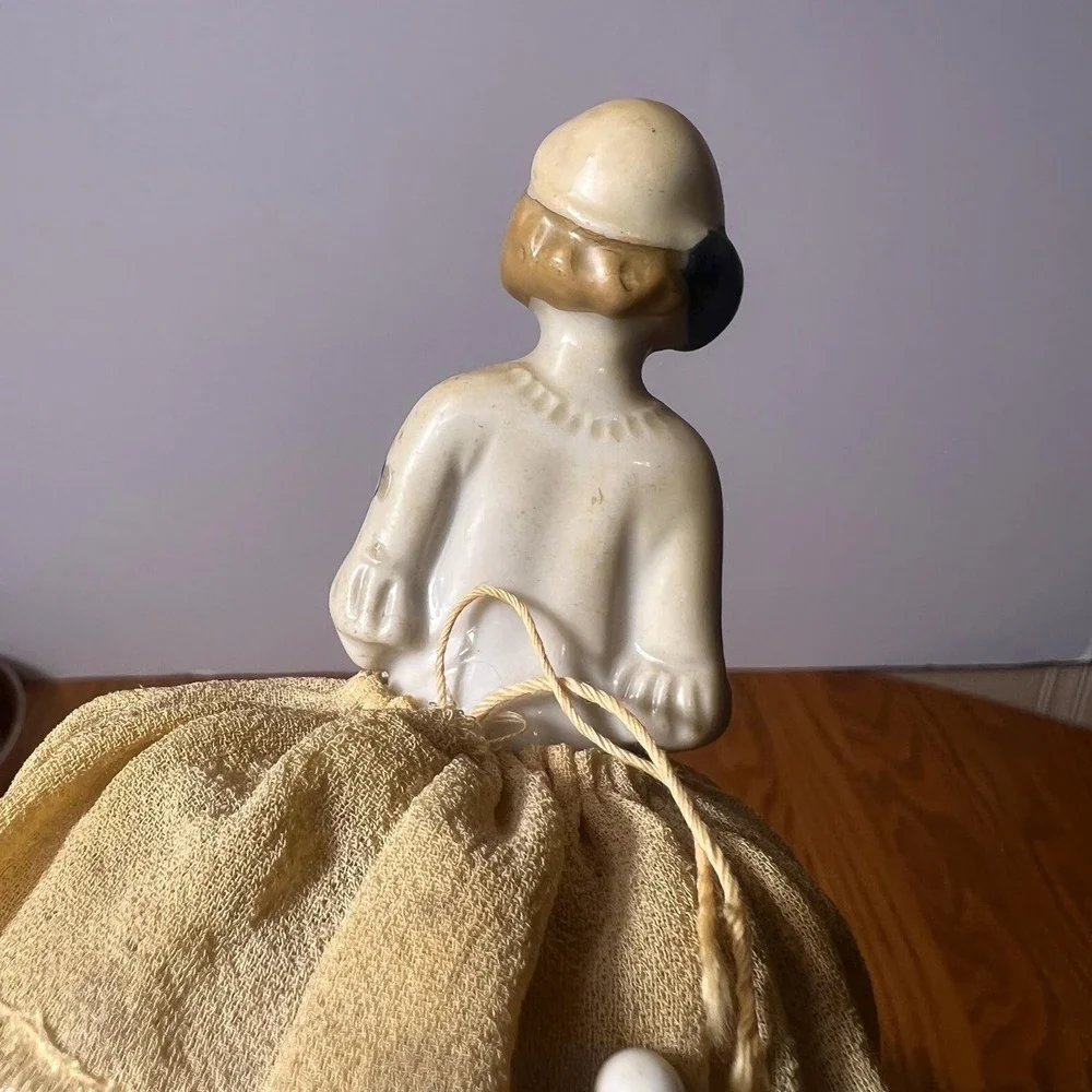 VTG German Half Doll Pin Cushion Porcelain Lady Figurine Sewing Pincushion